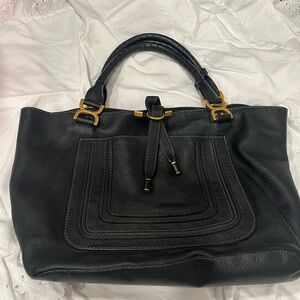 Chloe Soft Black Leather Tote Bag